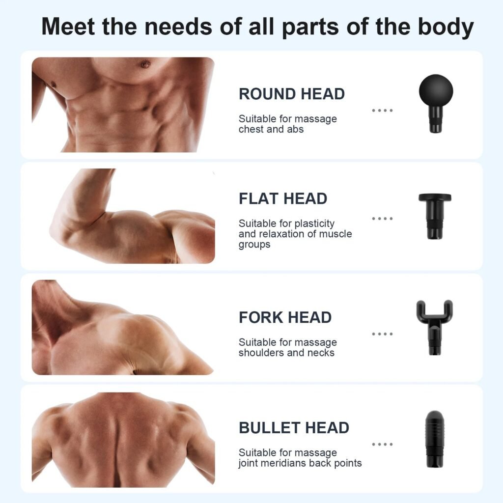 massage gun with interchangeable heads