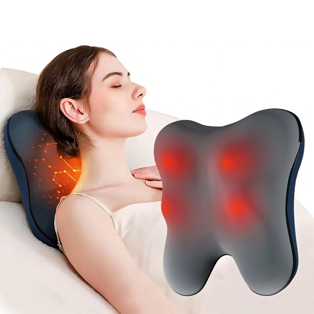 Neck massage pillow with heating for spine and shoulder relief