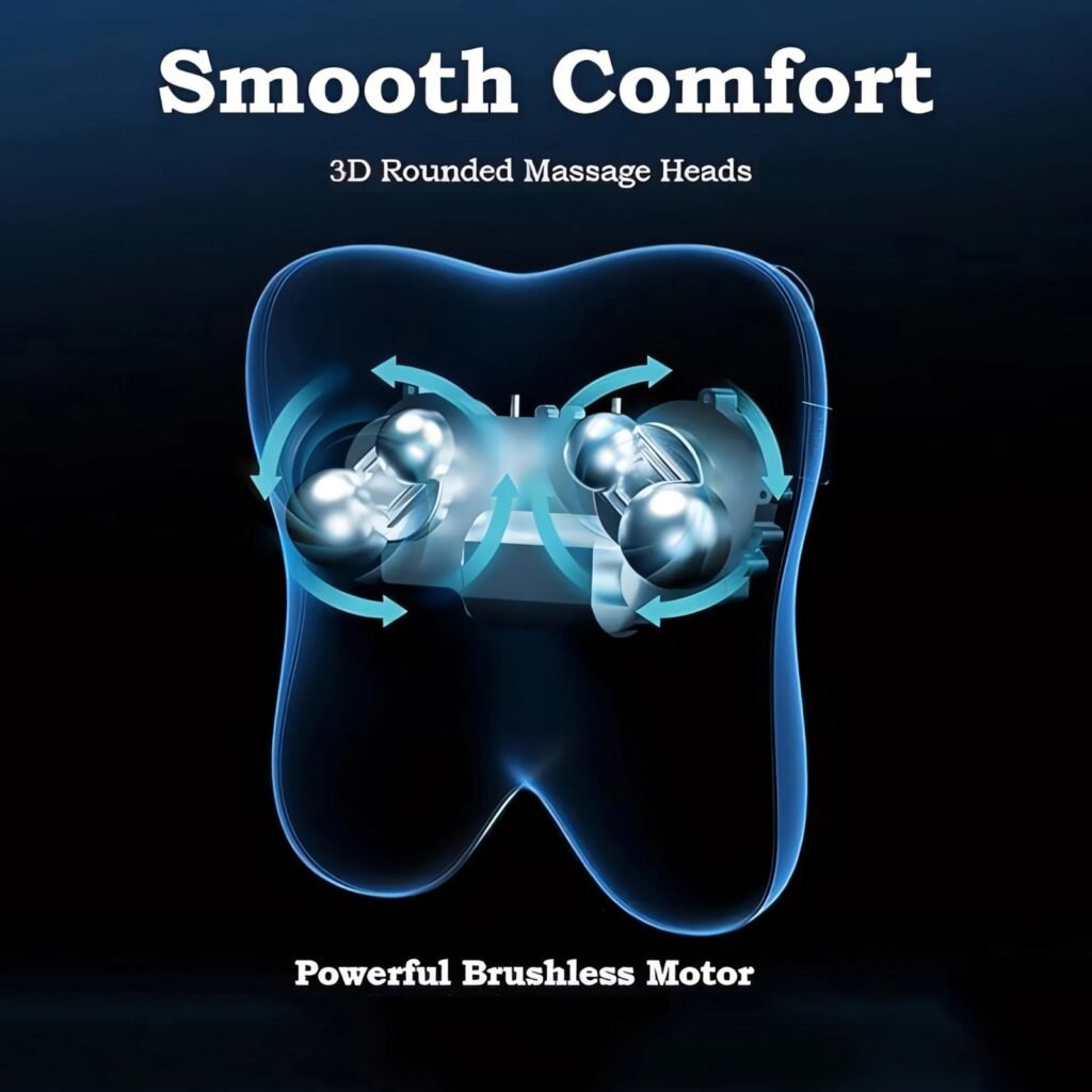 Internal 3D massage nodes targeting neck and back muscles