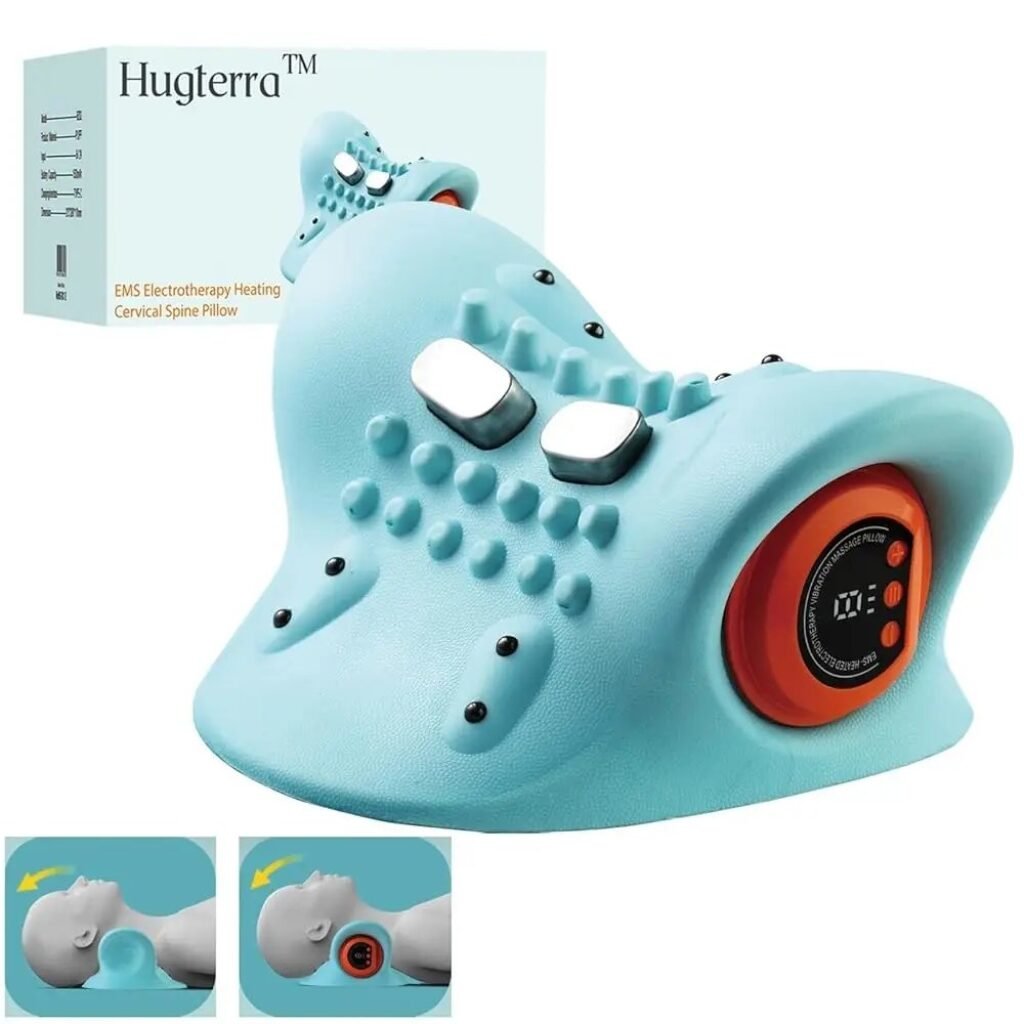 Hugterra neck traction pillow with EMS, heating, and support curve
