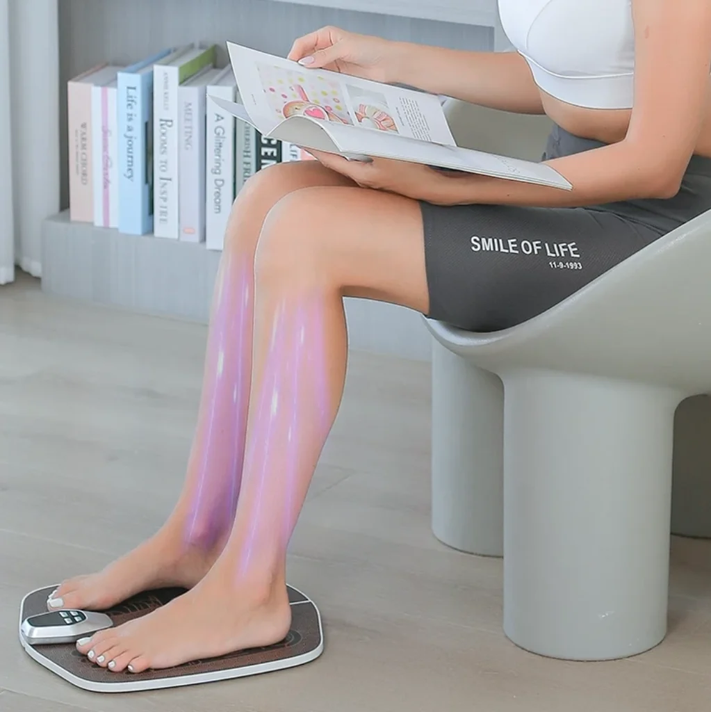 EMS foot pad delivering muscle stimulation for lower legs and calves