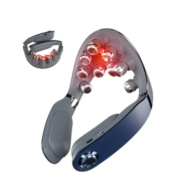 Foldable SKG G7Pro-Fold neck massager showing red light massage heads