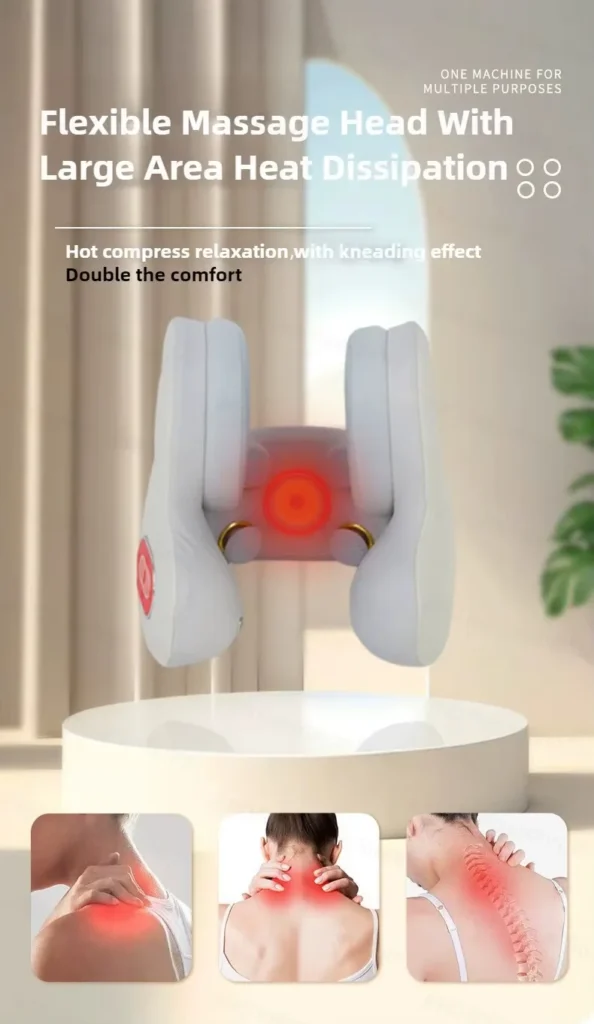 Red light and heat therapy zones on neck and spine 