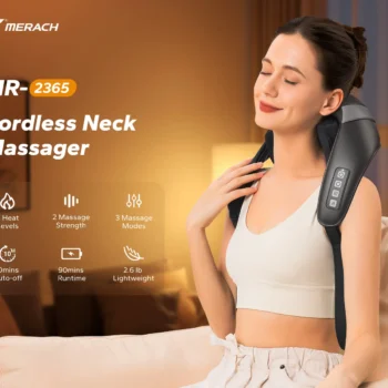MERACH Cordless Shiatsu Neck Massager – Deep Tissue Back Relief - 10364
