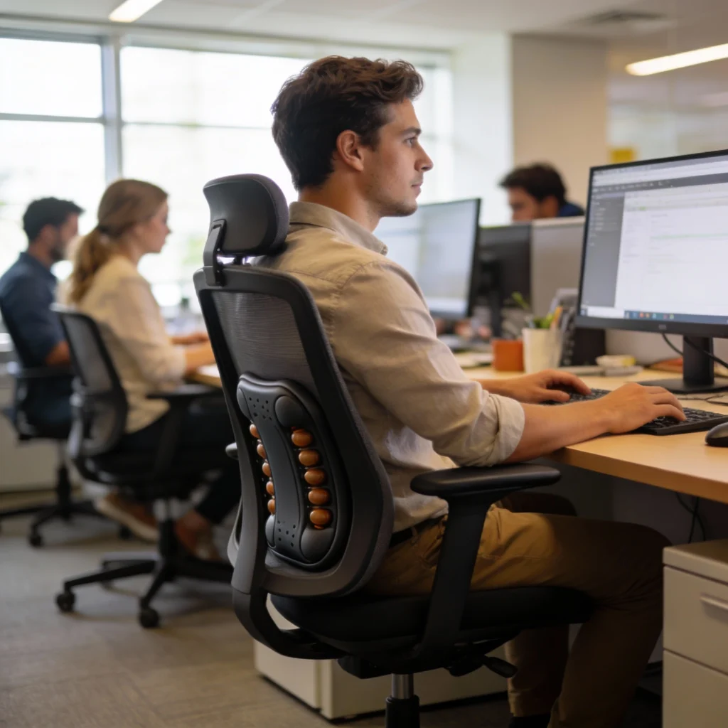 Using a Back Massager for Chair at Work